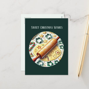 Sweet Christmas wishes baking  Holiday Postcard