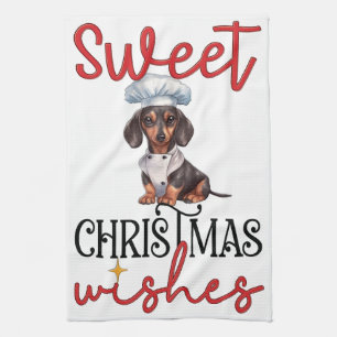 Sweet Christmas Wishes: Dachshund Chef Tea Towel