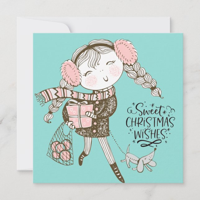 Sweet Christmas Wishes Flat Card (Front)