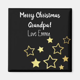 Sweet Christmas Wishes For Grandpa With Gold Stars Magnet