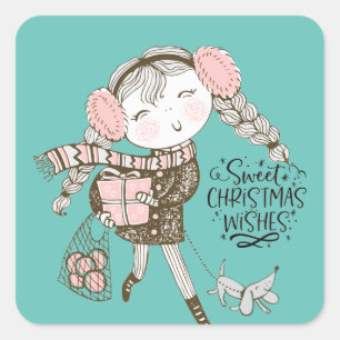 Sweet Christmas Wishes Square Sticker