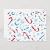 Sweet Christmassy Candy Bar Pattern Holiday Postcard (Front/Back)