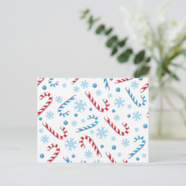 Sweet Christmassy Candy Bar Pattern Holiday Postcard (Standing Front)