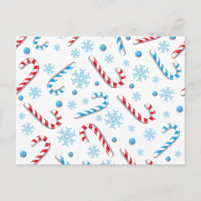 Sweet Christmassy Candy Bar Pattern Holiday Postcard (Front)
