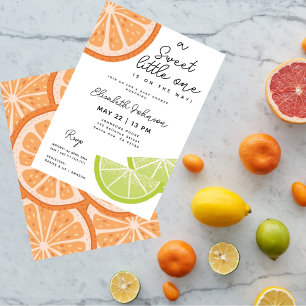 Sweet Citrus Cute Modern Baby Shower  Invitation