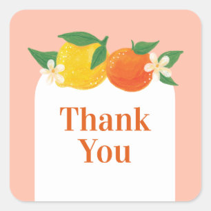 Sweet Citrus Rounded Square Thank You Sticker