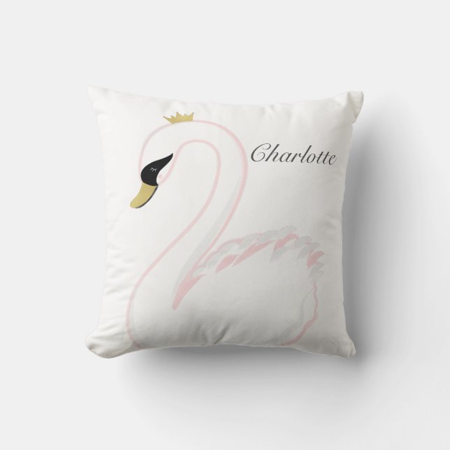 Sweet Classic Swan Pillow with Gold Accents (Front)