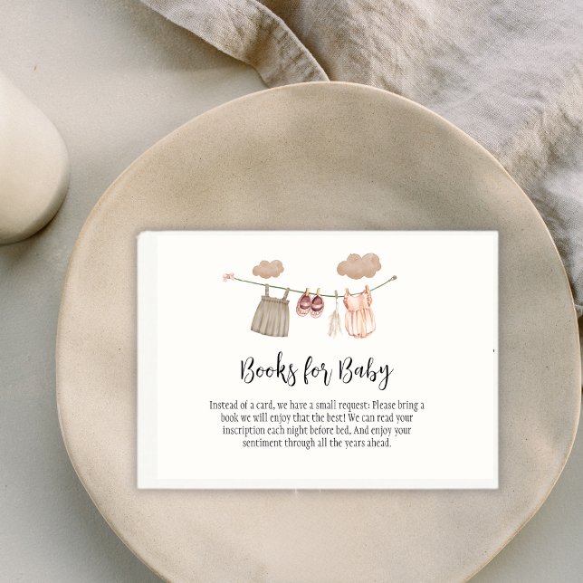 Sweet Clothesline Girls Baby Shower Books for Baby Enclosure Card (Sweet Clothesline Girls Baby Shower Books for Baby Enclosure Card)