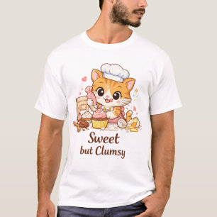 Sweet Clumsy Cat Baking Cupcakes T-Shirt
