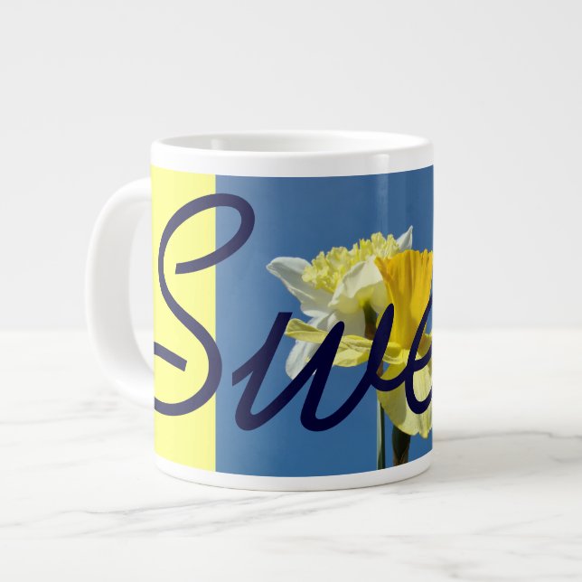 Sweet Coffee Mugs Blue Sky Yellow Daffodils (Front Left)