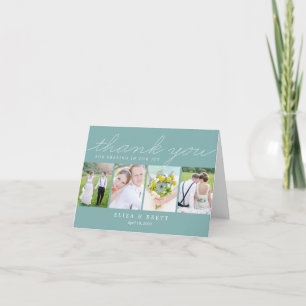 Sweet Collage Wedding Thank You Card - Aqua