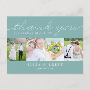 Sweet Collage Wedding Thank You Card - Aqua