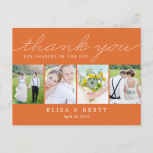 Sweet Collage Wedding Thank You Card - Orange