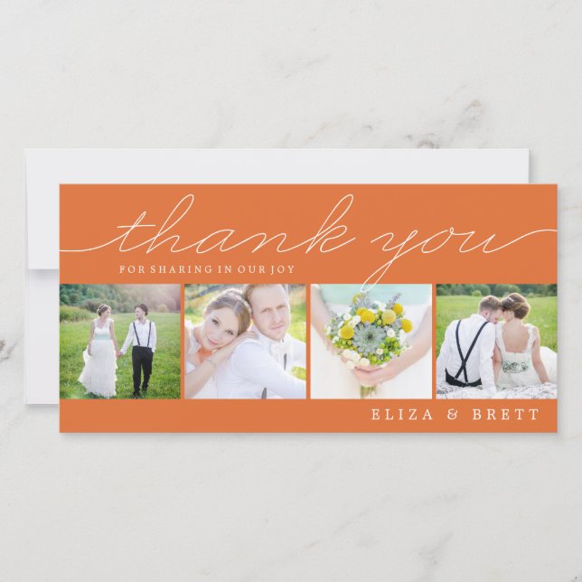 Sweet Collage Wedding Thank You Cards - Orange (Front)