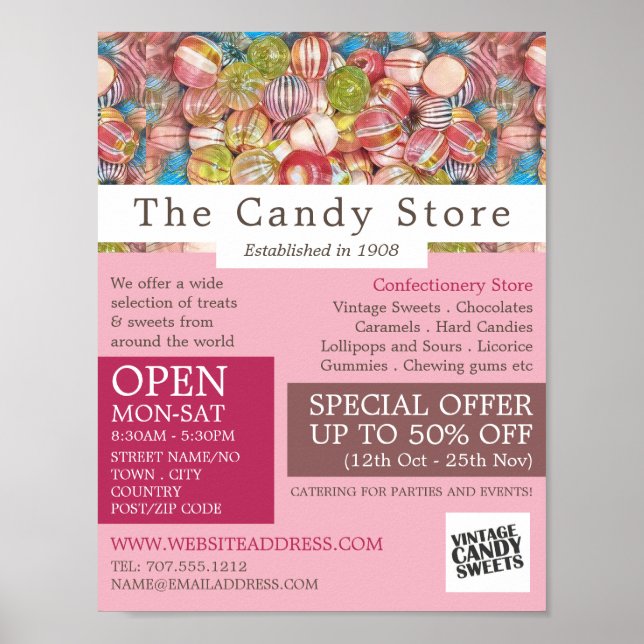 Sweet Collection, Confectionery Supplies Advert Poster (Front)