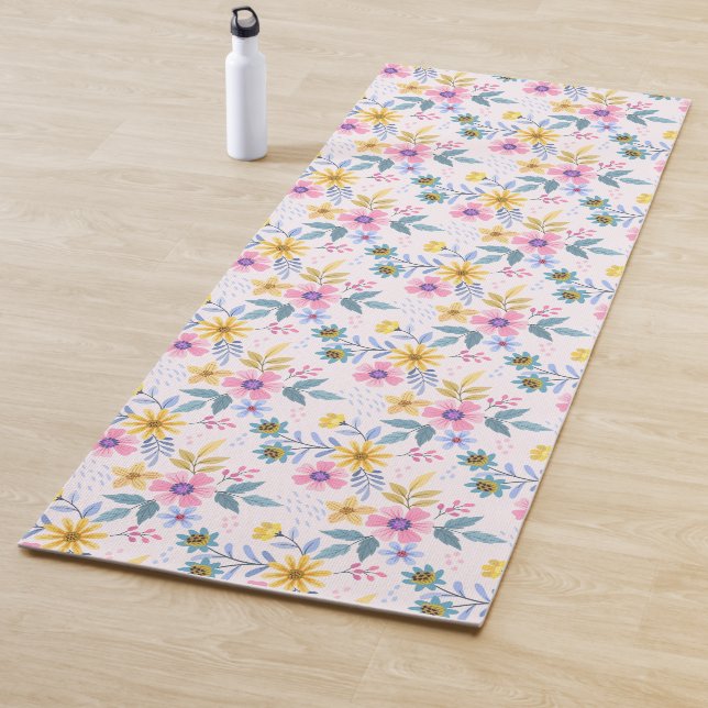 Sweet colorful floral  yoga mat (In Situ)