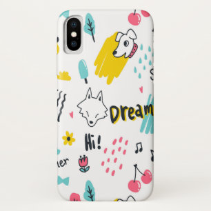 Sweet coloured hand drawn iPhone x case