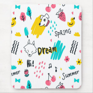 Sweet coloured hand drawn mouse mat