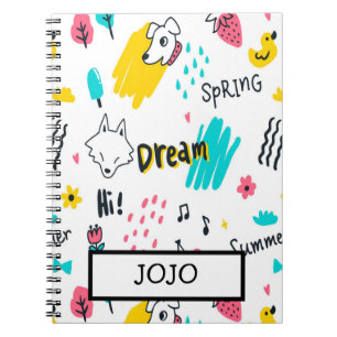 Sweet coloured hand drawn notebook