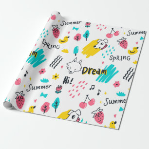 Sweet coloured hand drawn wrapping paper