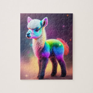 Sweet Colourful Cute Fluffy Little Llama Jigsaw Puzzle