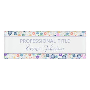 Sweet Colourful Ditsy Floral Pattern Name Tag