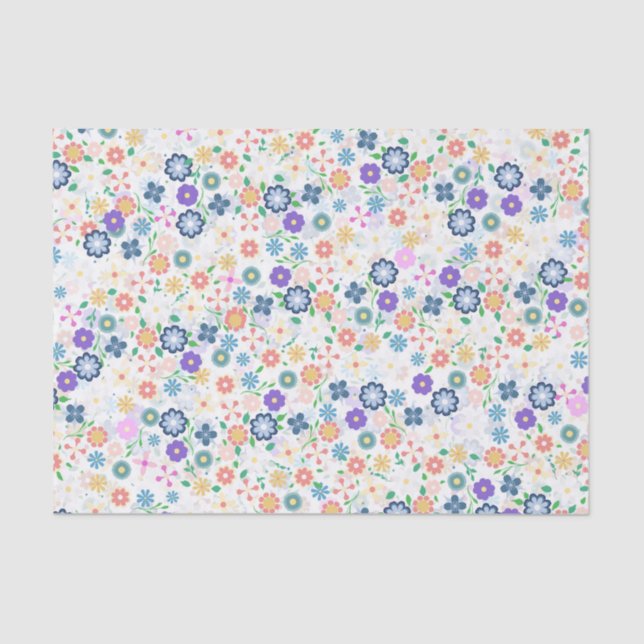 Sweet Colourful Ditsy Floral Pattern Tissue Paper (Front)