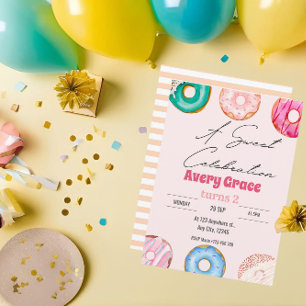 Sweet Colourful Doughnuts Birthday Party Invitatio Invitation