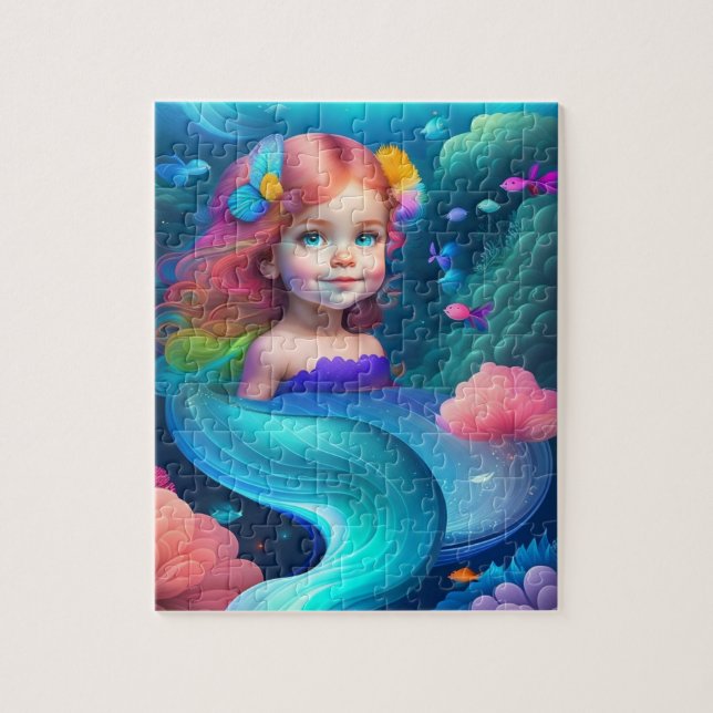 Sweet Colourful Little Cute Mermaid Jigsaw Puzzle (Vertical)