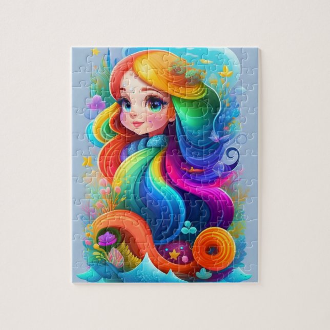 Sweet Colourful Little Cute Mermaid Jigsaw Puzzle (Vertical)
