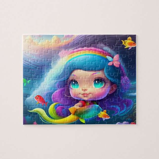 Sweet Colourful Little Cute Mermaid Jigsaw Puzzle (Horizontal)