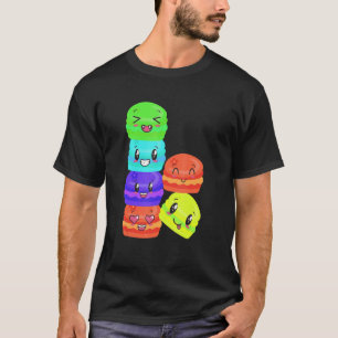 Sweet Colourful Macaroons Happy Foods Stacked Up D T-Shirt