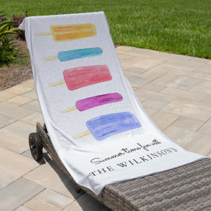Sweet colourful modern summer personalised beach towel