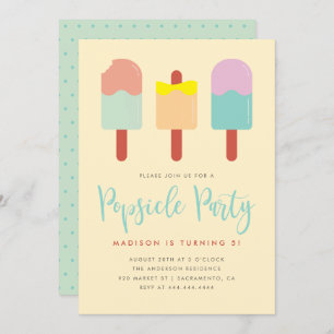 Sweet Colourful Popsicle Party Summer Birthday Invitation