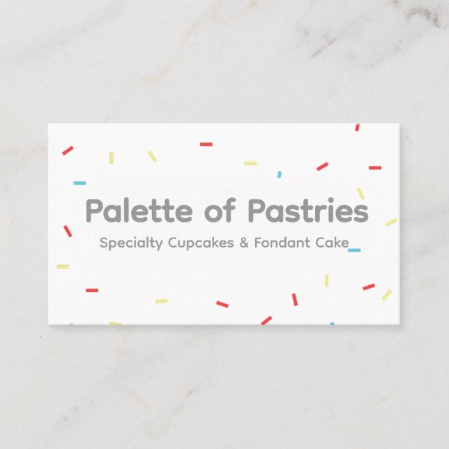 Sweet Colourful Sprinkle Bakery Vibrant Joyful Sof Business Card (Front)