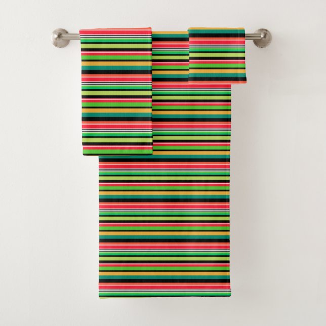Sweet colourful stripes  bath towel set (Insitu)