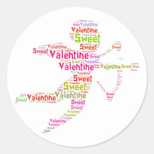 Sweet Colourful Valentine Cupid Classic Round Sticker
