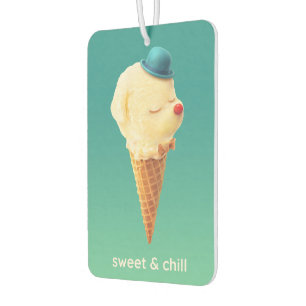 Sweet Cone: Smiling Bichon Ice Cream Art Car Air Freshener