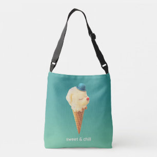 Sweet Cone: Smiling Bichon Ice Cream Art Crossbody Bag