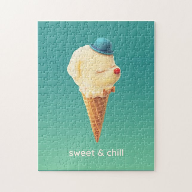 Sweet Cone: Smiling Bichon Ice Cream Art Jigsaw Puzzle (Vertical)
