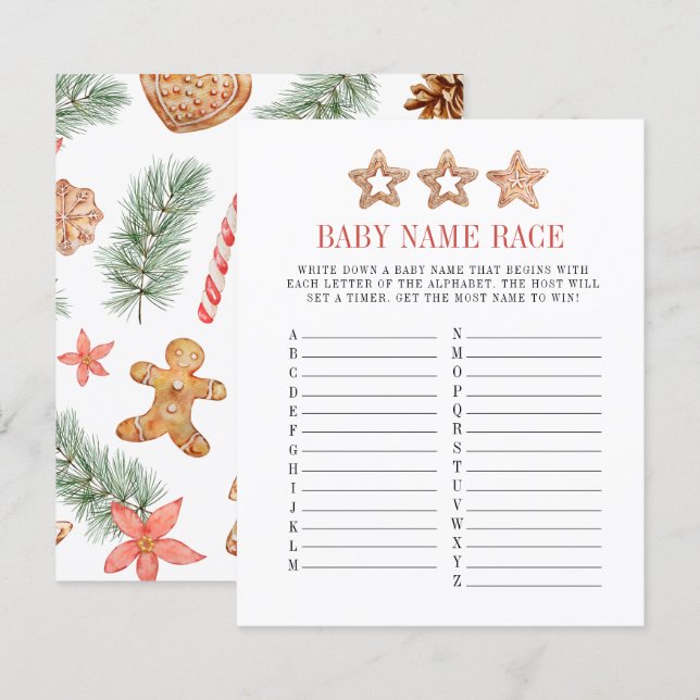 Sweet Cookie Baby Shower Baby Name Race Game (Front/Back)