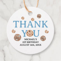 Sweet Cookie Boy First Birthday Blue Gingham Jar