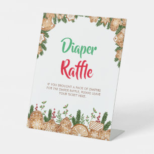 Sweet Cookie Christmas  Diaper Raffle Baby Shower Pedestal Sign