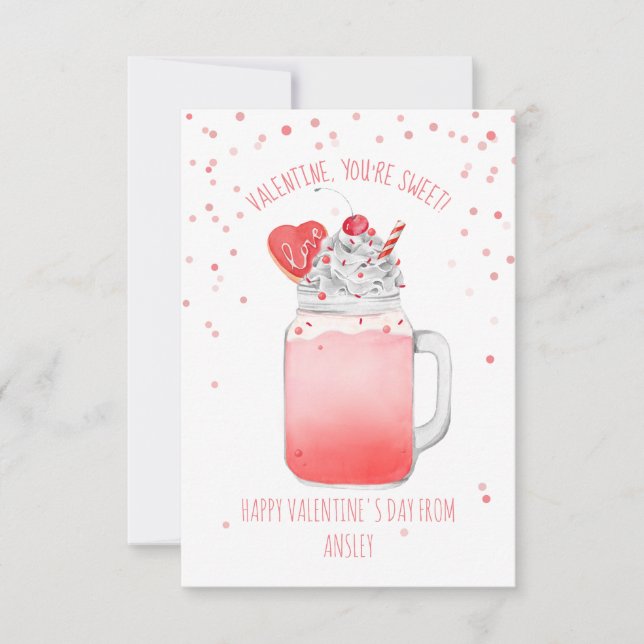 Sweet Cookie Milkshake Classroom Valentine Card (Front)
