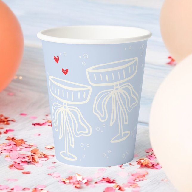 Sweet Coquette Bow Champagne Flute Bubbles Paper Cups (Creator Uploaded)