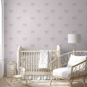 Sweet Coquette Ribbon Bow and Pinstripe Wallpaper