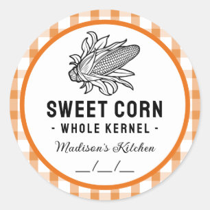 Sweet corn kernel sticker with chequered pattern