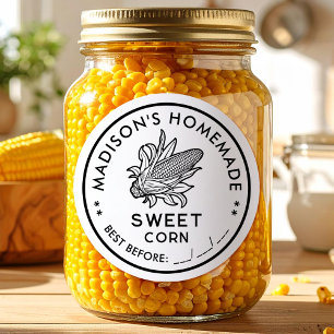 Sweet corn label with black and white cob icon