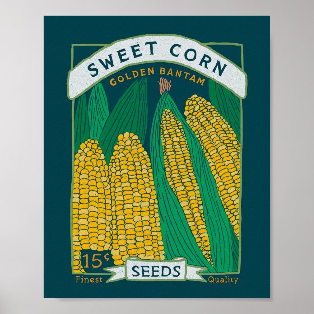 Sweet Corn Seed Packet Poster (Rich Navy)  (Front)
