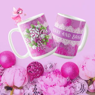 Sweet Cosy Cottage Pink and Purple Christmas Coffee Mug